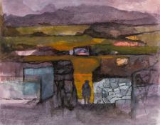 ‡ JOHN ELWYN (1916-1997) watercolour - entitled 'The Lonely Servant 2', possibly late 1950s