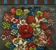‡ ANDREW VICARI (b.1932) oil on board - still life of flowers