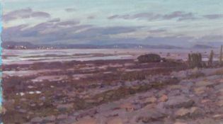 ‡ DAVID WOODFORD (b.1938) oil on board - Traeth Lafan, signed