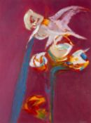 ‡ TOM NASH (b.1931) oil on card - study of irises, signed