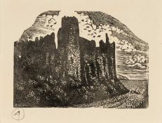 ‡ JOHN PETTS (1914-1991) wood engraving - entitled verso 'Laugharne Castle'