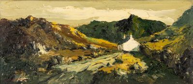 ‡ CHARLES WYATT WARREN (1908-1993) oil on board - entitled verso, 'Road to Snowdon'