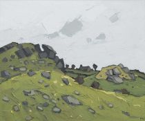 ‡ SIR KYFFIN WILLIAMS RA (1918-2006) oil on canvas - Anglesey landscape with distant farm