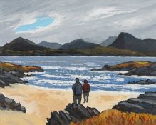 ‡ DAVID BARNES (1942-2021) oil on board - entitled verso 'Looking Towards Skye'