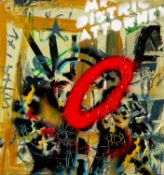 NEALE HOWELLS (b.1965) mixed media on wood panel - entitled verso, 'Red Eye'