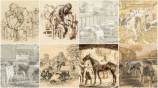 ‡ CHARLES FREDERICK TUNNICLIFFE OBE RA (1901-1979) series of eight mixed media sketches, some