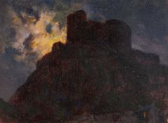 ‡ CHRISTOPHER WILLIAMS RBA (1873-1934) oil on canvas - entitled 'Harlech Castle: Moonlight'