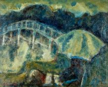 ‡ WILL ROBERTS (1907-2000) oil on canvas - entitled verso, 'Footbridge, Cookham'