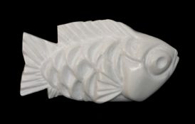 DARREN YEADON (b.1970) Carrara marble - stylized fish, marked with artist's monogram