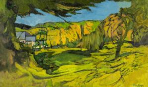 ‡ JOHN ELWYN (1916-1997) oil on canvas - entitled verso 'Disused Quarry'