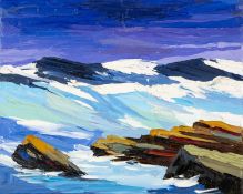 ‡ DAVID BARNES (1942-2021) oil on canvas - entitled verso, 'Sea Study'