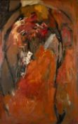 ‡ TOM NASH (b.1931) oil on board - large abstract in orange and red