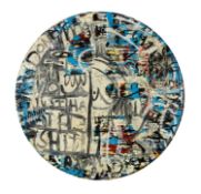 NEALE HOWELLS (b.1965) acrylic, oil and pencil on circular panel - entitled verso, 'The Nice Girls'