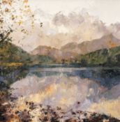 ‡ DAVID GROSVENOR (b.1956) oil on canvas - entitled verso, 'Llyn Gwynant II'