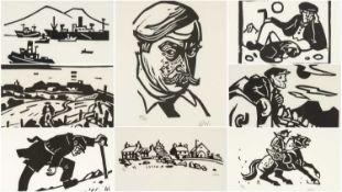‡ SIR KYFFIN WILLIAMS RA (1918-2006) rare set of nine uniformly numbered (4/85) Gregynog Press