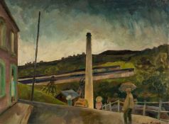 ‡ GEORGE CHAPMAN (1908-1993) oil on board - entitled verso, 'Mine at Trehafod'