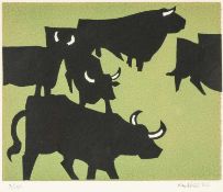‡ SIR KYFFIN WILLIAMS RA (1918-2006) limited edition (3/150) linocut - Welsh black cattle