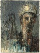 ‡ CARL MELEGARI (b. 1958) oil on canvas - miner with pithead in the distance