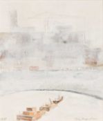 ‡ JOHN KNAPP-FISHER (1931-2015) mixed media on paper - entitled verso, 'Thames Bridge'