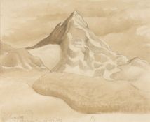 ‡ JOHN PETTS (1914-1991) pencil and ink wash - entitled verso 'Cnicht Under Snow, January 1935'