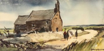 ‡ DONALD MCINTYRE (1923-2009) two watercolours verso and recto - coastal church