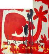 ‡ NEALE HOWELLS (b.1965) oil on board - entitled 'Blacbinbags', circa 2005