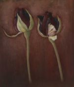 ‡ SIGRID MULLER (b.1962) mixed media - entitled verso, 'Red Roses'