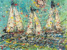 ‡ CARYS BRYN (b. 1965) oil on canvas - entitled verso 'Regatta'
