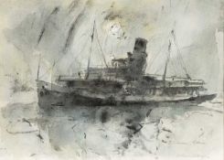 ‡ WILLIAM SELWYN (b.1933) mixed media - entitled verso, 'Steamer at Lucerne'