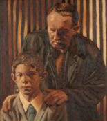 ‡ ED POVEY (b.1951) oil on canvas - entitled verso, 'Guarding Your Sources'