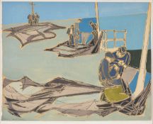 ‡ ERIC MALTHOUSE (1914-1997) pen and watercolour – entitled verso ‘Fishermen at St Ives’