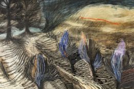 ‡ ELERI MILLS (b.1955) mixed media on paper - entitled verso, 'Sycharth II'