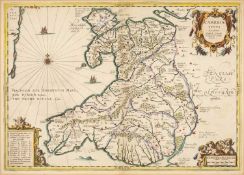 HUMPHREY LLWYD (1527-1568) Cambriae Typus Auctore hand coloured engraved map of Wales