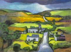 ‡ JOHN ELWYN (1916-1997) acrylic on paper - entitled verso 'April in Dyfed'
