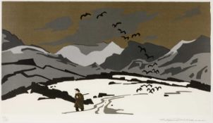 ‡ SIR KYFFIN WILLIAMS RA (1918-2006) limited edition (116/150) lithograph - 'Pontllyfni in Snow'