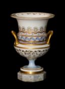 RARE SWANSEA PORCELAIN VASE, circa 1815-1817, painted with bands of florets and ribbons in enamels