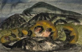 ‡ ERIC MALTHOUSE (1914-1997) mixed media - entitled verso, 'Pithead'