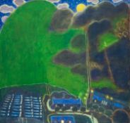 ERNEST ZOBOLE (1927-1999) oil on canvas - entitled 'Landscape in the Night No. 1'