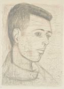 ‡ BRENDA CHAMBERLAIN (1912-1971) wax crayon on wax frottage on paper - 'Head of Man'