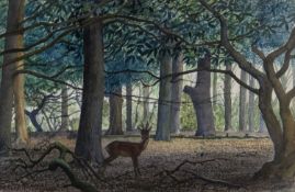 ‡ CHARLES FREDERICK TUNNICLIFFE OBE RA (1901-1979) watercolour - entitled verso 'Roe Wood' on