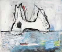 ‡ IWAN BALA (b.1956) oil on panel - entitled verso, 'Gwalia ar y Gorwel II / Horizon, Wales II'