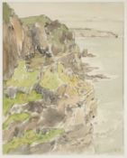 ‡ SIR KYFFIN WILLIAMS RA (1918-2006) watercolour - entitled verso, 'Cliffs, South Stack'