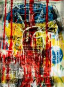 NEALE HOWELLS (b.1965) mixed media on glass - entitled verso, 'White Figure'