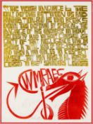 ‡ PAUL PETER PIECH (1920-1996) two colour woodcut print - quote from Welsh politician Saunders Lewis
