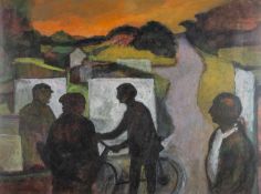 ‡ JOHN ELWYN (1916-1997) acrylic - entitled 'Impending Evening', circa 1990