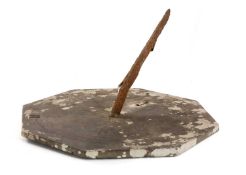 RARE 18TH CENTURY WELSH SLATE SUNDIAL BY OWEN WILLIAMS OF CARNARVON of octagonal form, inscribed