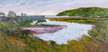 ‡ GWILYM PRICHARD (1931-2015) oil on canvas - entitled verso, 'Low Tide'