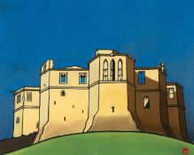 ‡ TOM JONES (1936-2017) pastel - entitled verso 'Warkworth Castle'