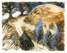 ‡ ELERI MILLS (b.1955) limited edition (9/10) hand coloured lithograph - entitled, 'Sycharth'
