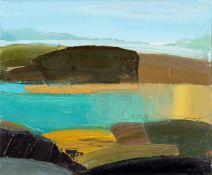 ‡ SARAH CARVELL (b.1964) oil on canvas - entitled verso, 'Whistling Sands, Misty Day'